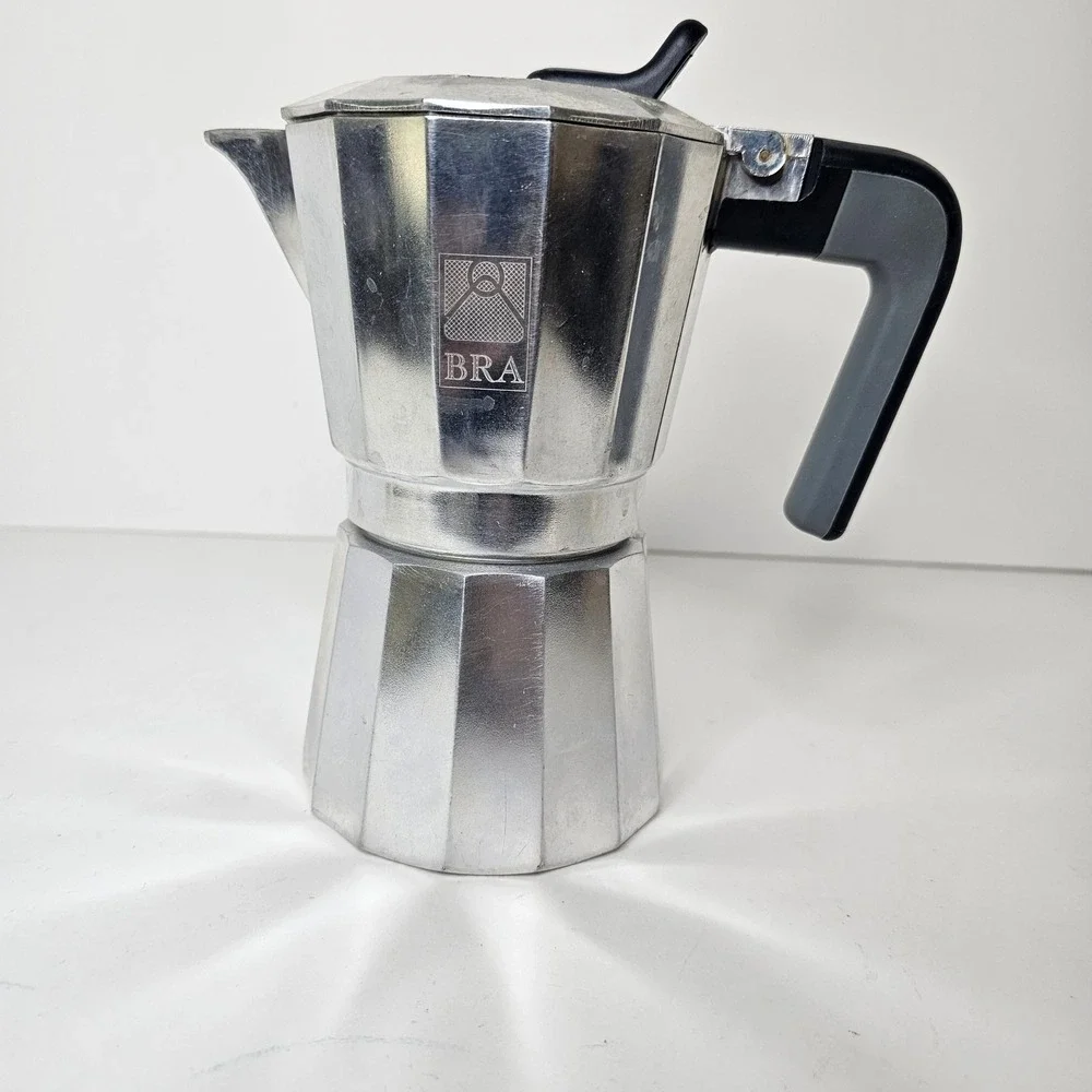 BRA Aluminum 6 cup Espresso Maker Moka Pot Stovetop Coffee